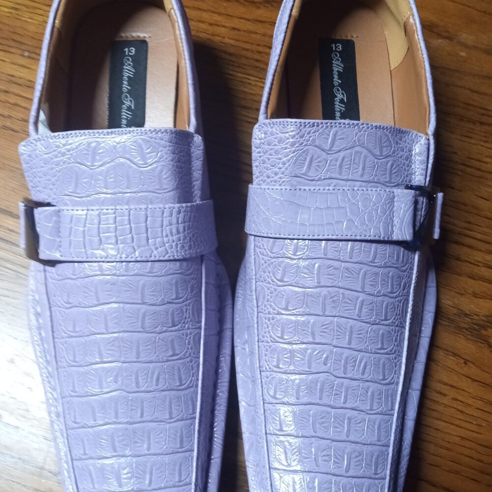 Men's size 13 Alberto Fellini Purple Dress Shoes And Matching Purple Necktie